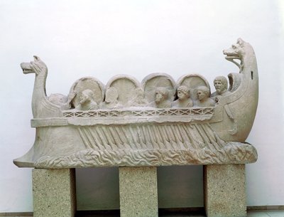 Model of a Ship Transporting Wine on the Moselle, from Neumagen by Gallo Roman